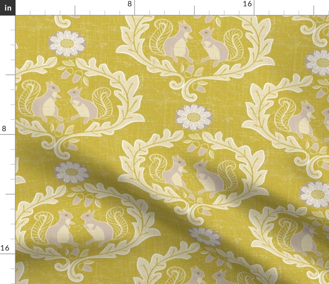 Rococo Squirrels - Gold and light gray-Lily gold