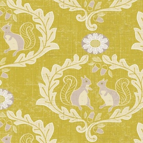 Rococo Squirrels - Gold and light gray 24 inch repeat-01
