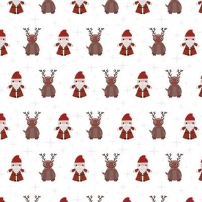 Mini - Cute Geometric Christmas Santa, Rudolph & Festive Stars - Winter White