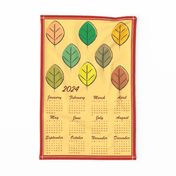 Calendar 2024 Tea towel with fall colors 
