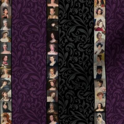 Painted Ladies - Purple and Black Stripes - Portraits of Women - Art Nouveau Vines - Fine Art History - Museum Lovers - Elegant Sophisticated Jewel Tones