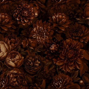 Moody Flower Pattern Brown