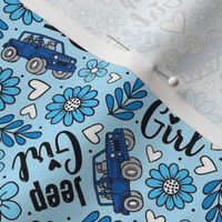 Medium Scale Jeep Girl Floral with Hearts in Blue