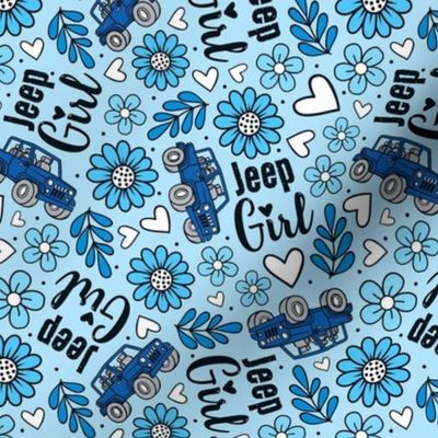 Large Scale Jeep Girl Floral with Hearts in Blue