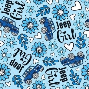 Large Scale Jeep Girl Floral with Hearts in Blue