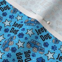 Small Scale Jeep Dog Paw Prints and Stars in Blue
