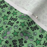Small Scale Jeep Dog Paw Prints and Stars in Green