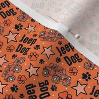 Small Scale Jeep Dog Paw Prints and Stars in Orange