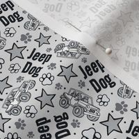 Small Scale Jeep Dog Paw Prints and Stars in Grey and White