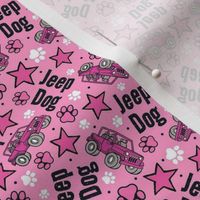 Small Scale Jeep Dog Paw Prints and Stars in  Pink