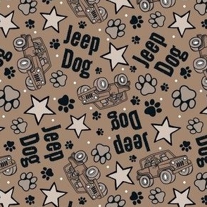 Medium Scale Jeep Dog Paw Prints and Stars in Tan