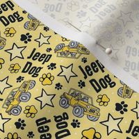 Small Scale Jeep Dog Paw Prints and Stars in  Yellow
