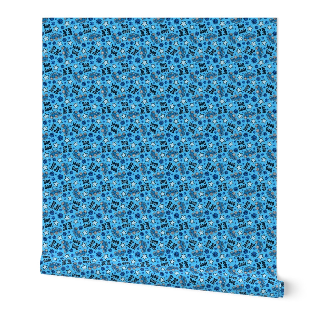 Medium Scale Jeep Dog Paw Prints and Stars in Blue