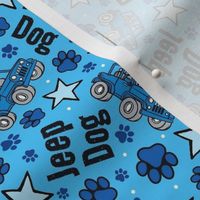 Medium Scale Jeep Dog Paw Prints and Stars in Blue