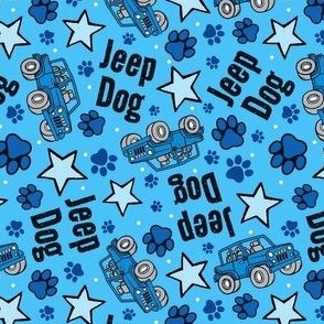 Medium Scale Jeep Dog Paw Prints and Stars in Blue