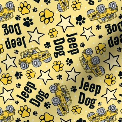 Large Scale Jeep Dog Paw Prints and Stars in  Yellow