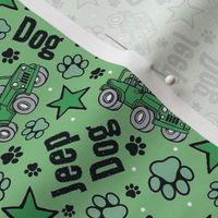 Medium Scale Jeep Dog Paw Prints and Stars in Green