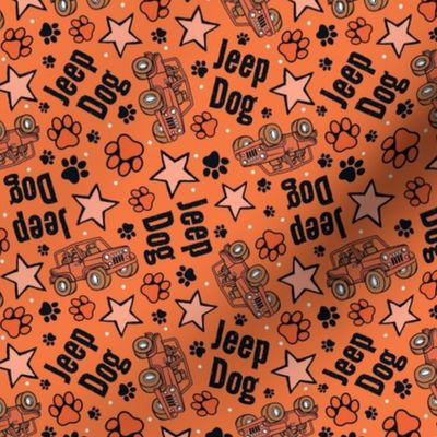 Medium Scale Jeep Dog Paw Prints and Stars in Orange