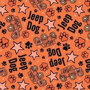 Medium Scale Jeep Dog Paw Prints and Stars in Orange
