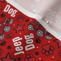 Medium Scale Jeep Dog Paw Prints and Stars in Red