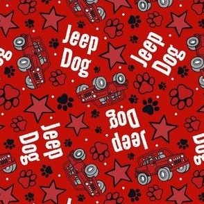 Medium Scale Jeep Dog Paw Prints and Stars in Red