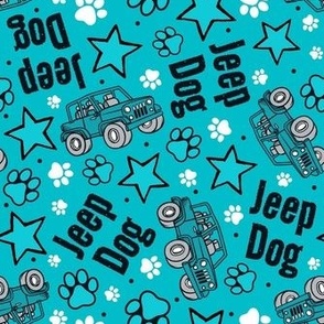 Large Scale Jeep Dog Paw Prints and Stars in Turquoise