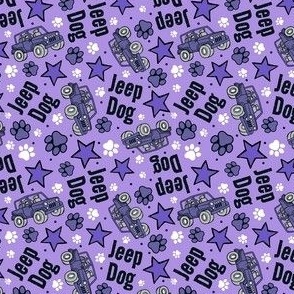 Small Scale Jeep Dog Paw Prints and Stars in Purple