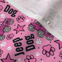 Medium Scale Jeep Dog Paw Prints and Stars in  Pink