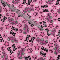 Medium Scale Jeep Dog Paw Prints and Stars in  Pink