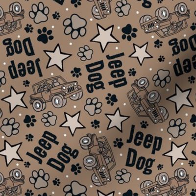 Large Scale Jeep Dog Paw Prints and Stars in Tan