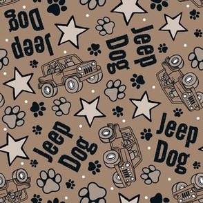 Large Scale Jeep Dog Paw Prints and Stars in Tan