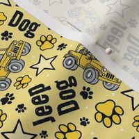 Medium Scale Jeep Dog Paw Prints and Stars in  Yellow