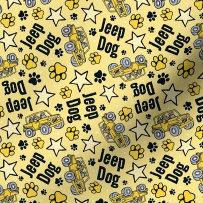 Medium Scale Jeep Dog Paw Prints and Stars in  Yellow