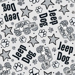 Large Scale Jeep Dog Paw Prints and Stars in Grey and White