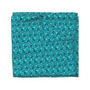 Medium Scale Jeep Dog Paw Prints and Stars in Turquoise