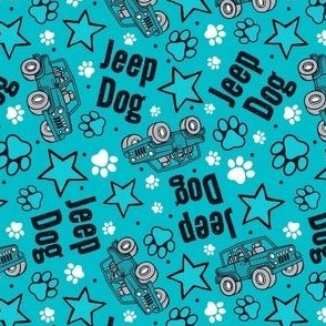 Medium Scale Jeep Dog Paw Prints and Stars in Turquoise