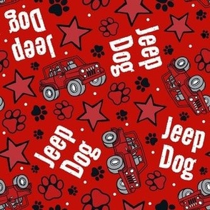 Large Scale Jeep Dog Paw Prints and Stars in Red