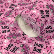 Large Scale Jeep Dog Paw Prints and Stars in  Pink