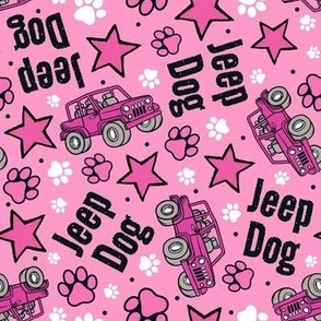 Large Scale Jeep Dog Paw Prints and Stars in  Pink
