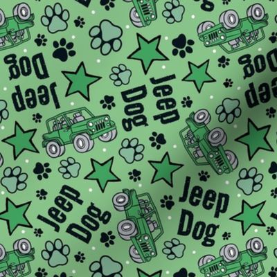 Large Scale Jeep Dog Paw Prints and Stars in Green