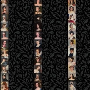 Painted Ladies - Black and Gray Stripes - Portraits of Women - Art Nouveau Vines - Fine Art History - Museum Lovers - Elegant Sophisticated Jewel Tones