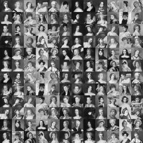 Painted Ladies - [S] B/W Mosaic - Portraits of Women - Fine Art History - Small Grid - black and white