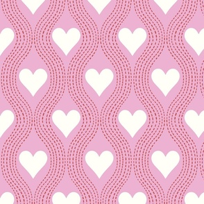 heart ogee/hearts on pink/large