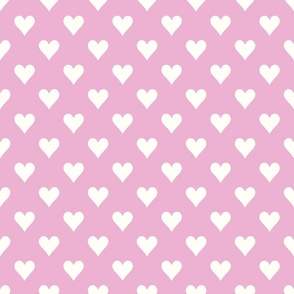 White hearts on pink/medium 