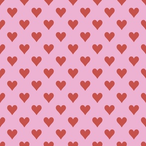 red hearts on pink/medium 