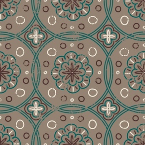 East Fork Night Swim and Molasses - Boho Style - Tile - Brown and Teal Colorway - Morel BG