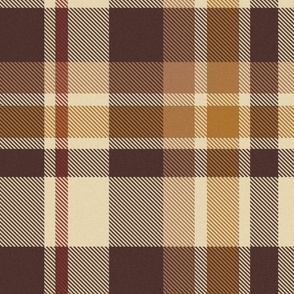 Apricity Warm Plaid Twill with Flannel Texture in Ochre Colorway // Large Scale