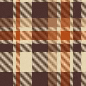 Apricity Warm Plaid Twill with Flannel Texture in Rust Colorway // Large Scale