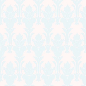 Sherlock damask - light blue on palest pink