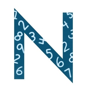 n is for numbers - illustrated monogram letter // large scale panel